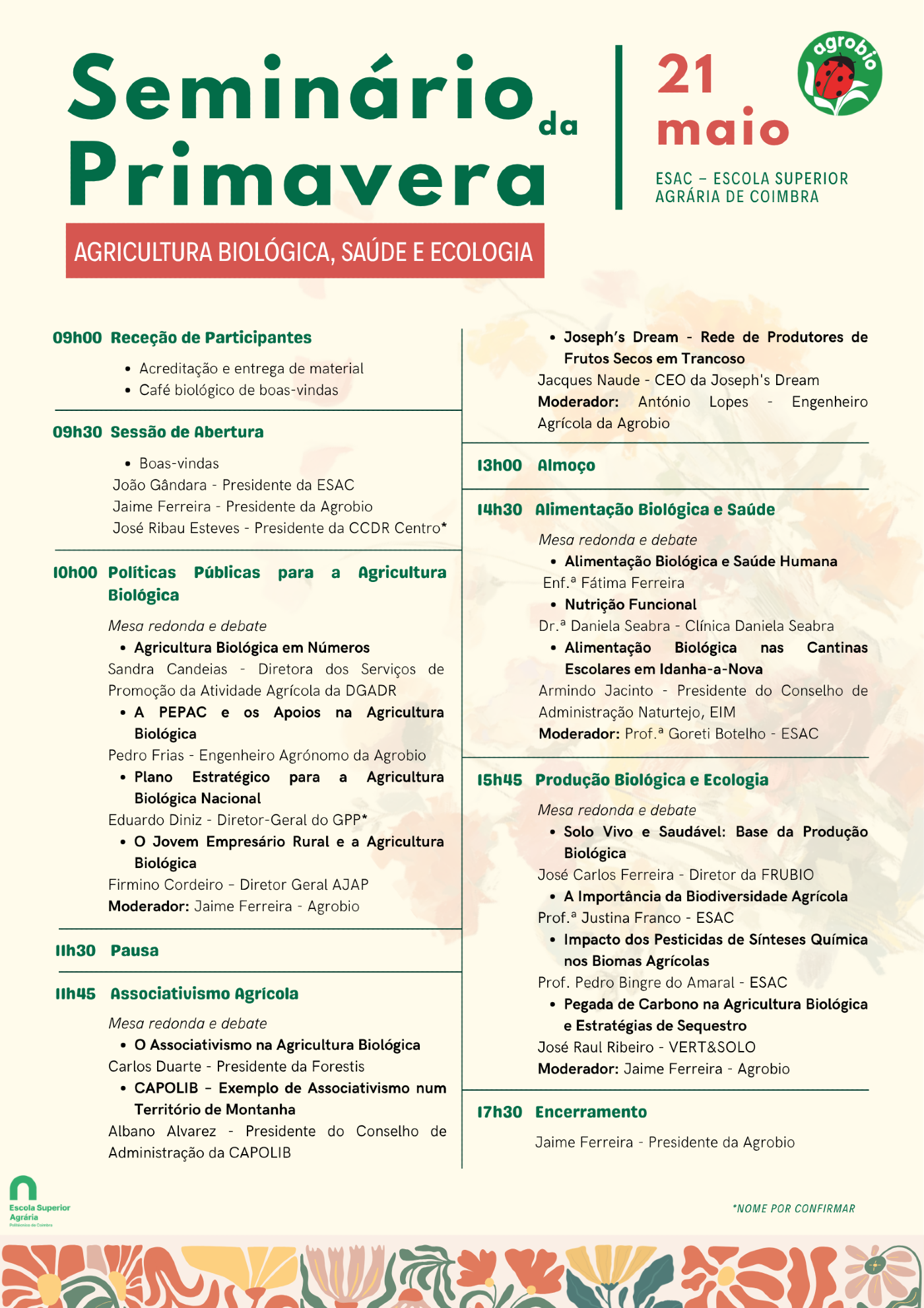 Seminário da Primavera - Agricultura Biológica, Saúde e Ecologia (21 maio, Coimbra)