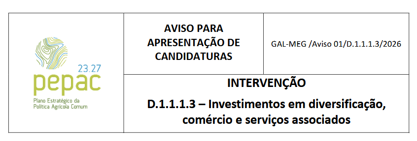 D.1.1.1.3 – Investimentos em Diversificação, Comércio e Serviços Associados