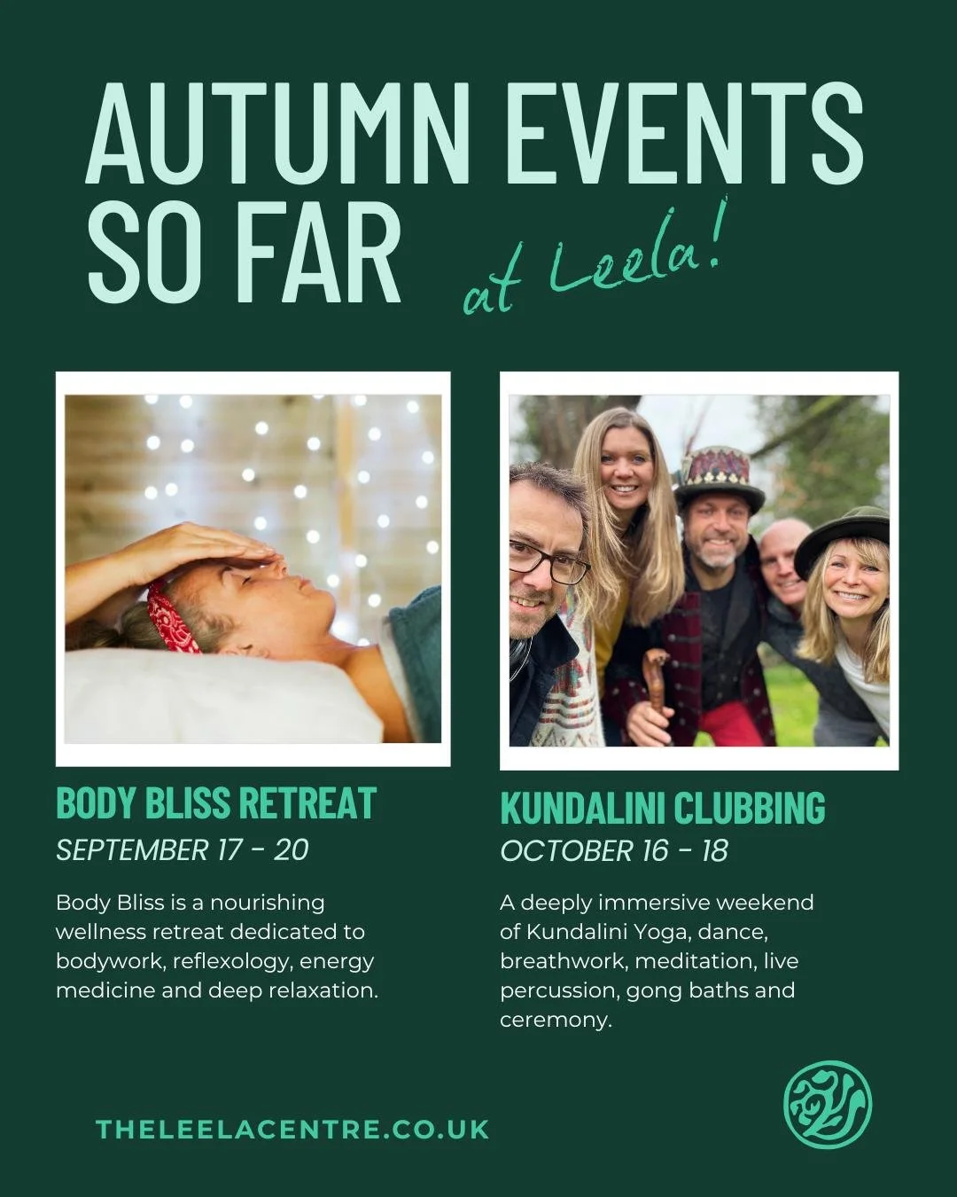 Autumn at Leela is beginning to take shape... 🍂

As the seasons turn, we're looking forward to welcoming you for two very different and equally nourishing experiences.

✨ Body Bliss Retreat
📅 September 17&ndash;20

A weekend dedicated to deep relax