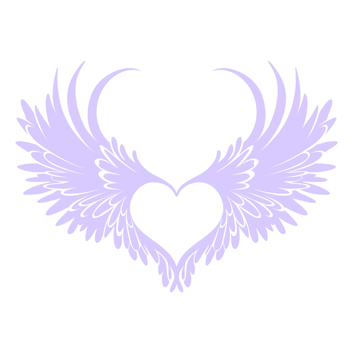A digital graphic of a heart with wings in shades of blue and purple set against a black background.