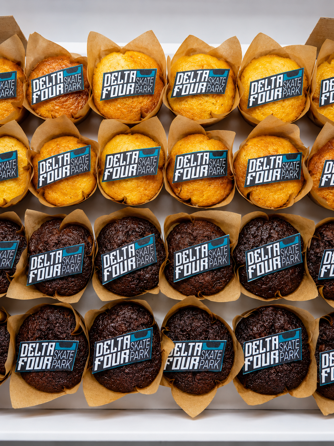 A variety of Branded muffins made for corporate and event catering events