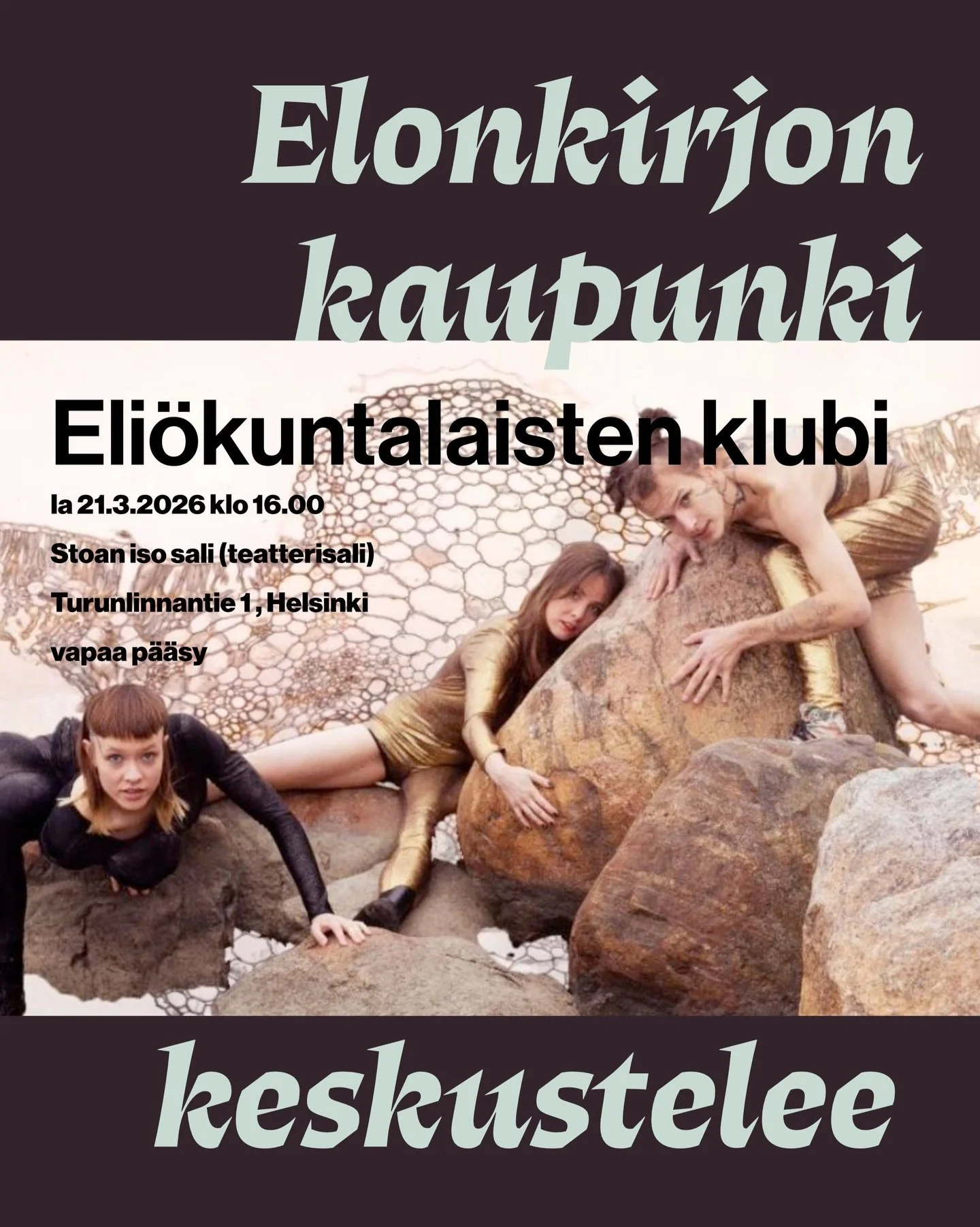 Tule kuuntelemaan kipin&ouml;iv&auml;&auml; keskustelua, toislajisia n&auml;k&ouml;kulmia sek&auml; tieteen ja taiteen taitoskohtia! T&auml;m&auml;n viikon lauantaina klo 16 alkaen Stoaan! 

Mukana tapahtumassa Elonkirjon kaupungin lis&auml;ksi mm. k