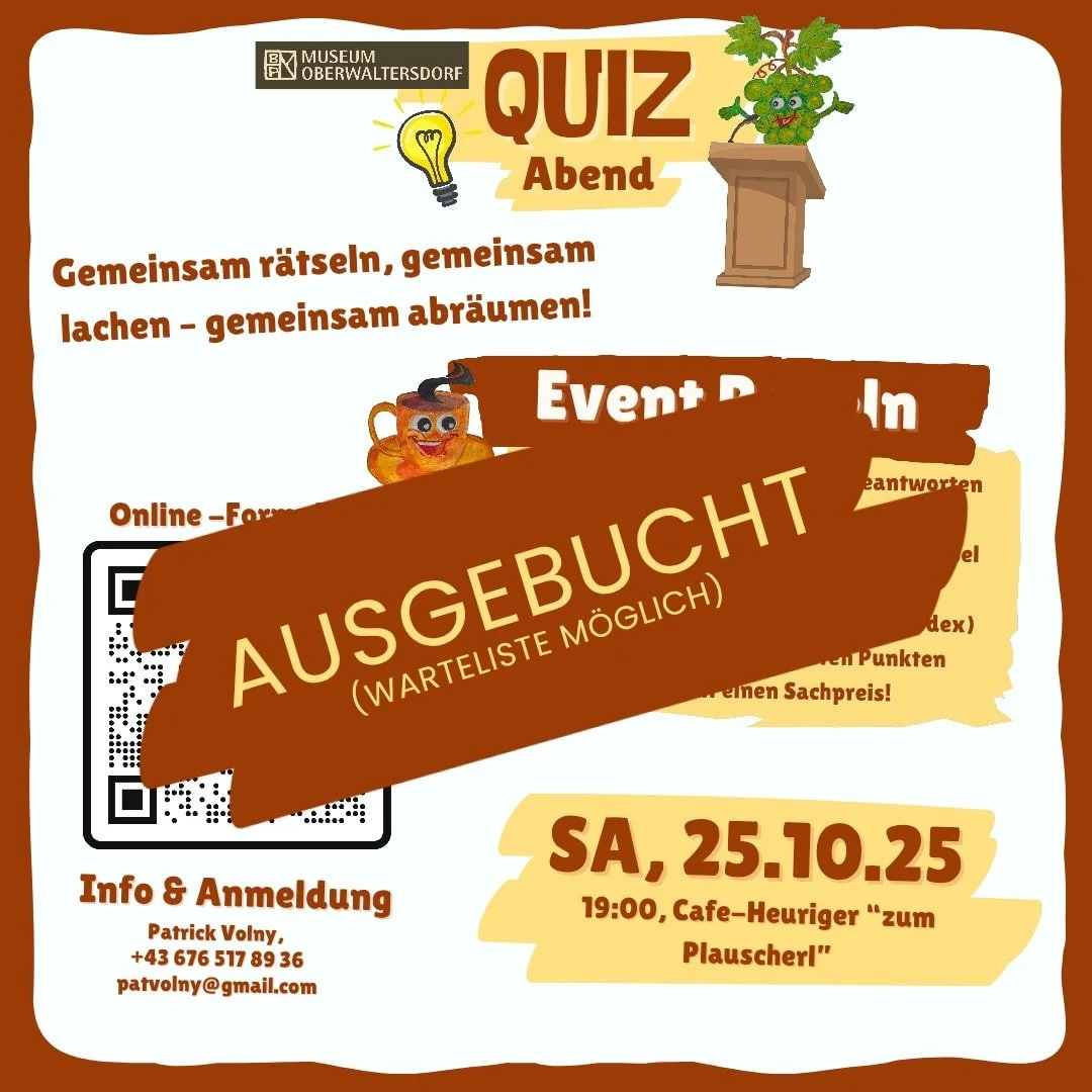 Guten Tag allerseits, ich hab gute Nachrichten, f&uuml;r uns (f&uuml;r manche vielleicht nicht) aber unser Pub Quiz ist schon ausgebucht, aber ihr k&ouml;nnt euch gerne nich auf eine Warteliste setzen!

Daf&uuml;r darf ich aber auch unser n&auml;chst