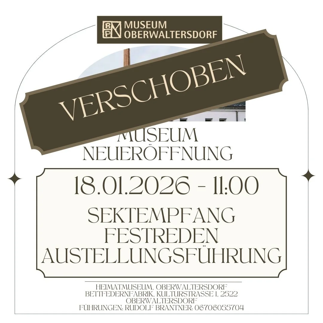Guten Morgen allerseits,
Leider m&uuml;ssen wir die Neu-er&ouml;ffnung des Heimatmuseums verschieben! Wir werden einen neuen Termin zeitnah kommunizieren!