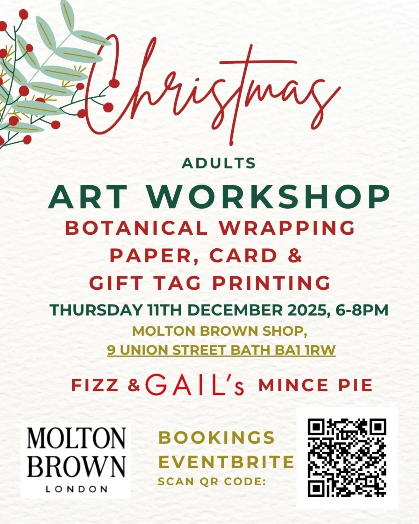 We&rsquo;re teaming up with the gorgeous Molton Brown, Bath to bring you a festive night of art, botanicals, and a touch of luxury!

Join us for a botanical printing workshop inspired by Molton Brown&rsquo;s exquisite natural ingredients &mdash; crea