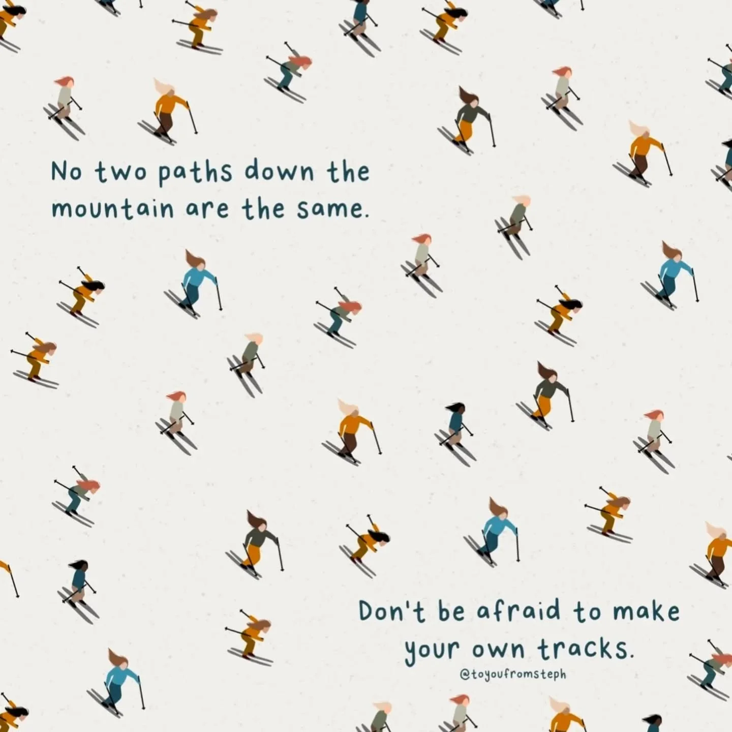 I love this by @toyoufromsteph 💖 and there's a lot to be said for making your own tracks both metaphorically and on the mountain 💖💖🙌🙌 here's to first lifts and going your own way...
#goyourownway #makeyourown #dowhatyoulove #mountainlifestyle #f