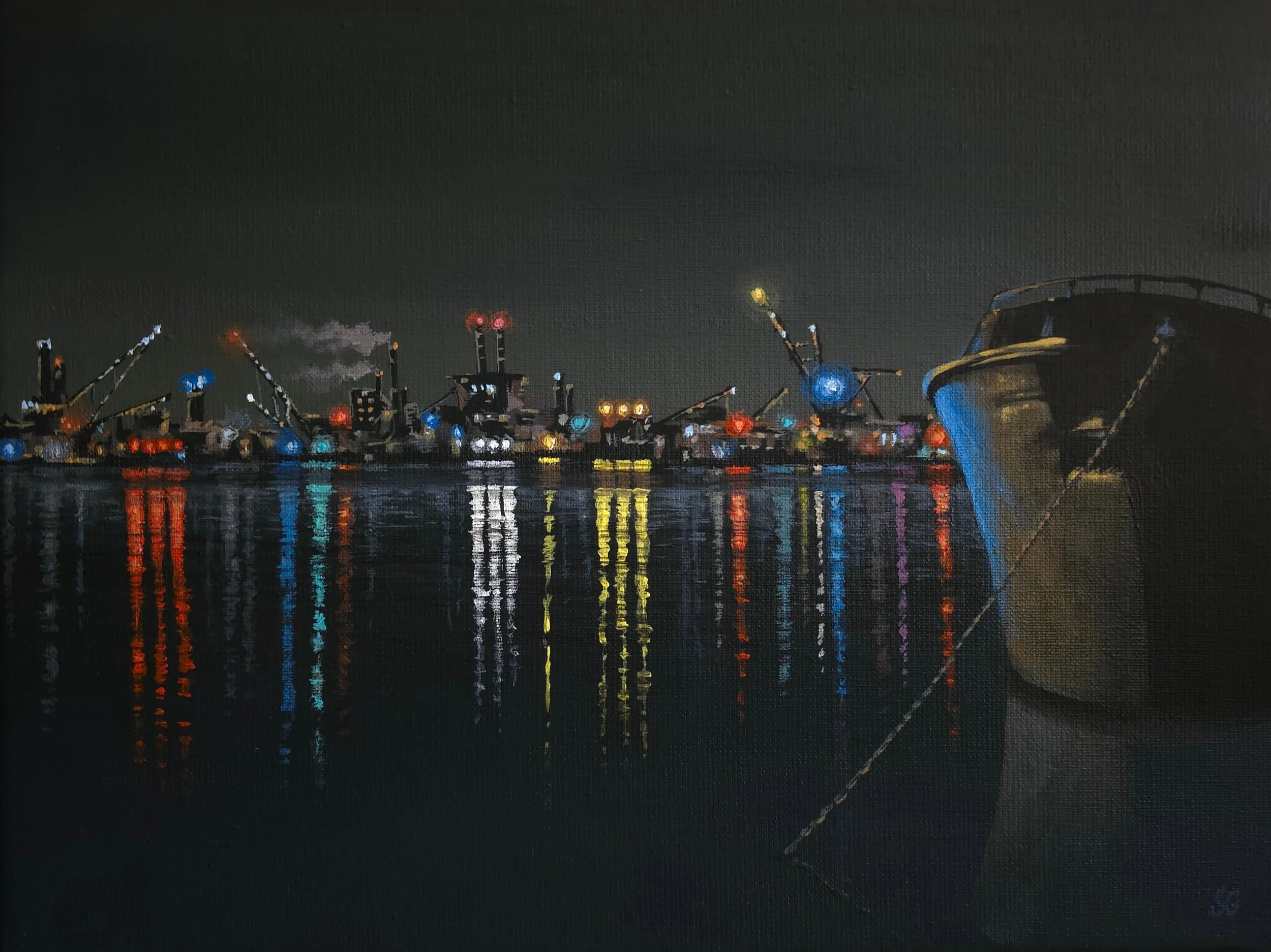 Harbour at night by Sofia Gutmann