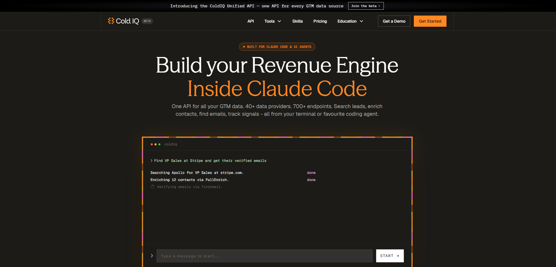 a screenshot of cold iq's website