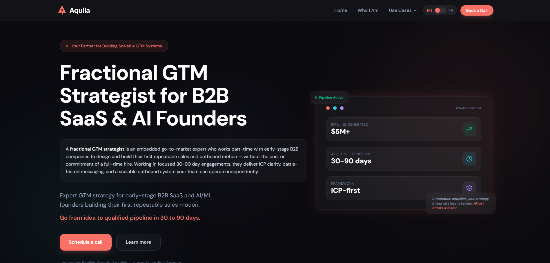 a screenshot of aquila's website