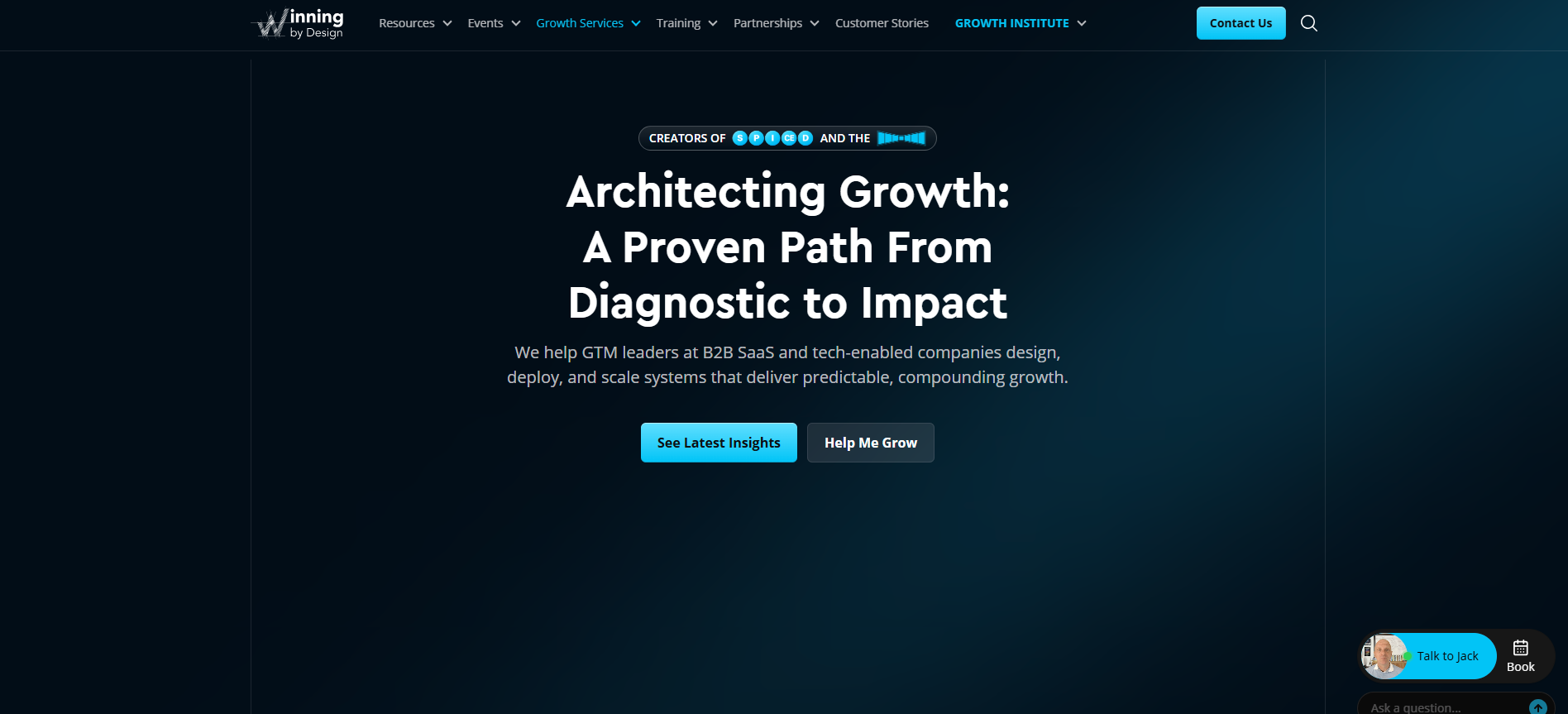 a screenshot of winning by design's website