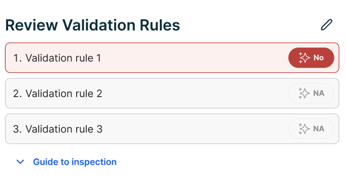 A list with AI rules with YES or NO 