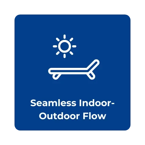 Icon with a sun above a lounge chair, indicating seamless indoor-outdoor flow.