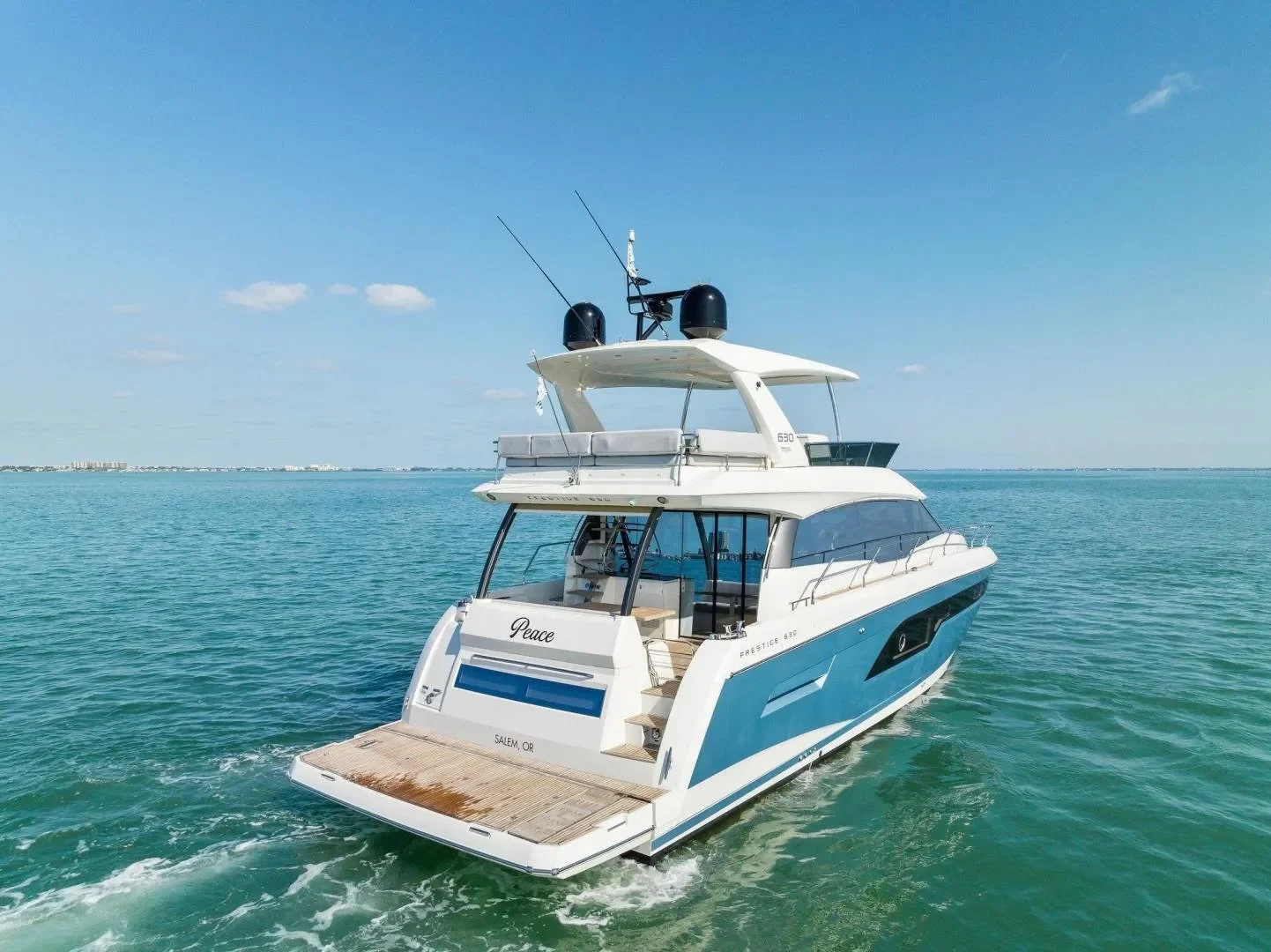 boat rental sarasota – 63' Peace – modern flagship yacht with ample outdoor space, ideal for upscale Sarasota gatherings.