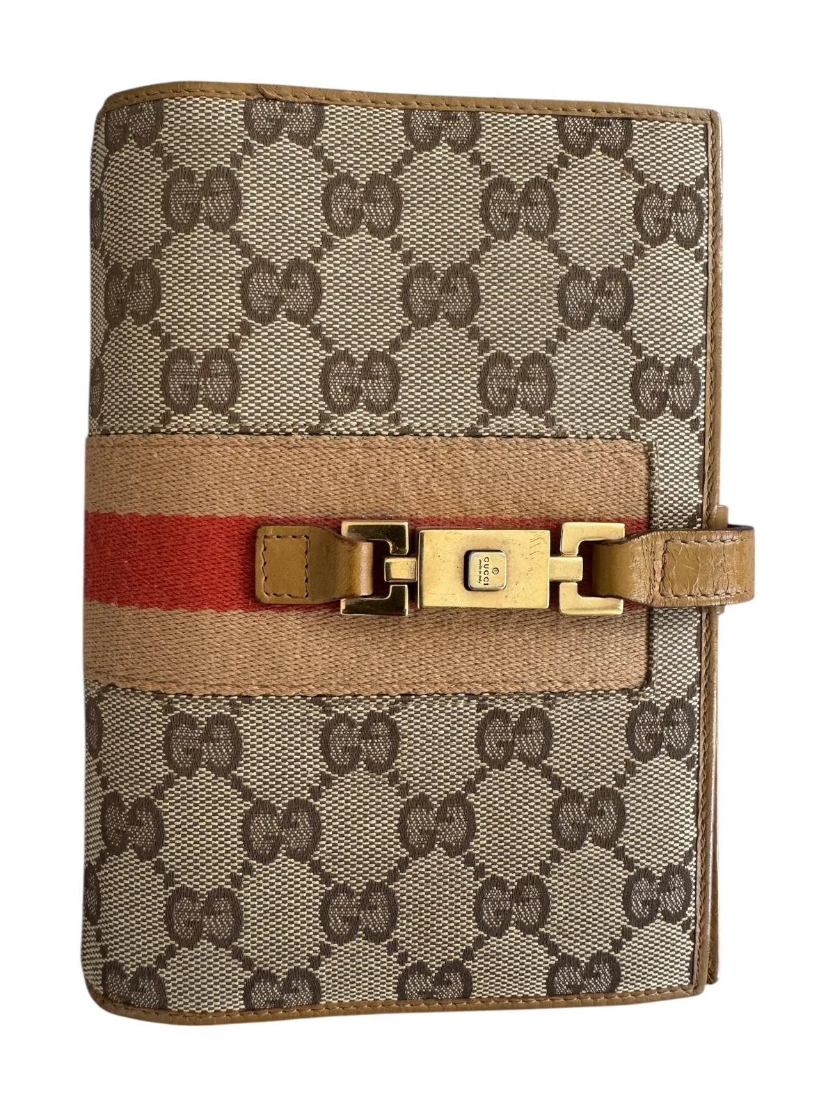 Gucci-Jackie Planner Cover Agenda avec fermoir Beige