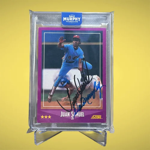 1988 Score Juan Samuel with Dale Murphy Cameo - Dual Autographs