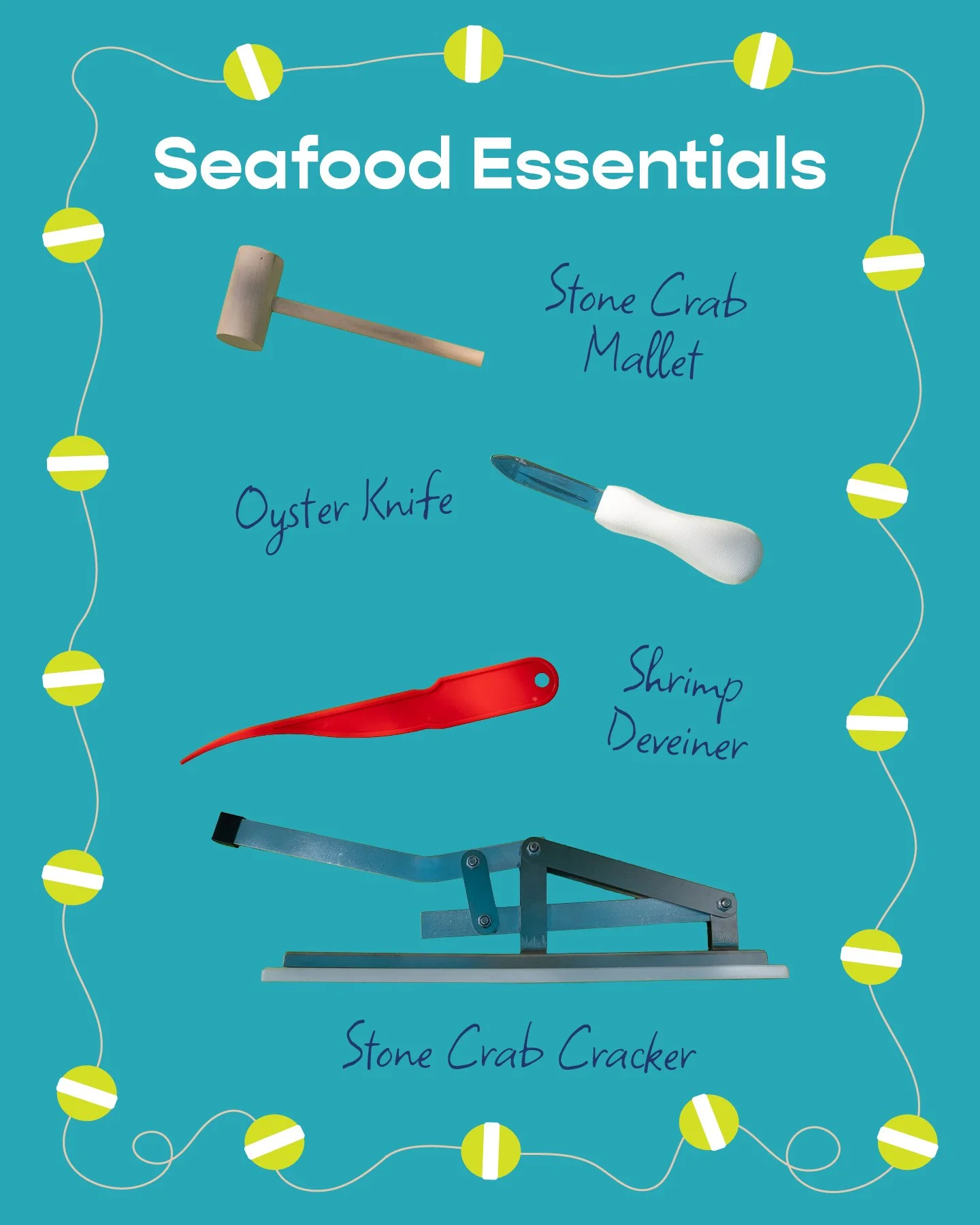 Hosting a holiday seafood feast? 🦀🦪

Make sure you&rsquo;ve got the right tools for the job! From crab crackers and oyster knives to shrimp deveiners&mdash;these essentials make serving Florida seafood as easy (and elegant) as it is delicious. Stop