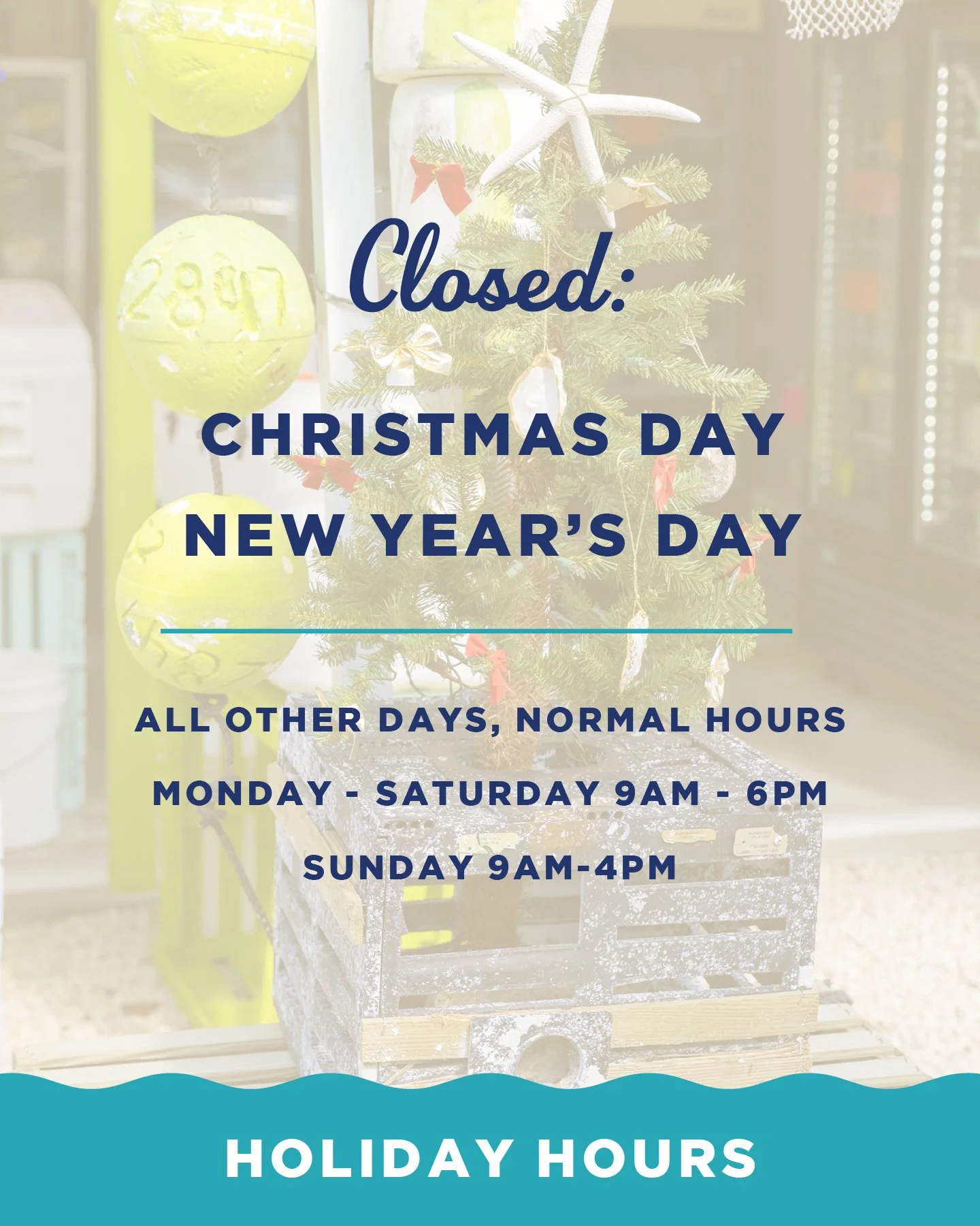 Just a friendly reminder as the holidays approach us! 🎄

Closed Christmas Day and New Year's, open as usual otherwise.

See you here!

#EatFloridaSeafood