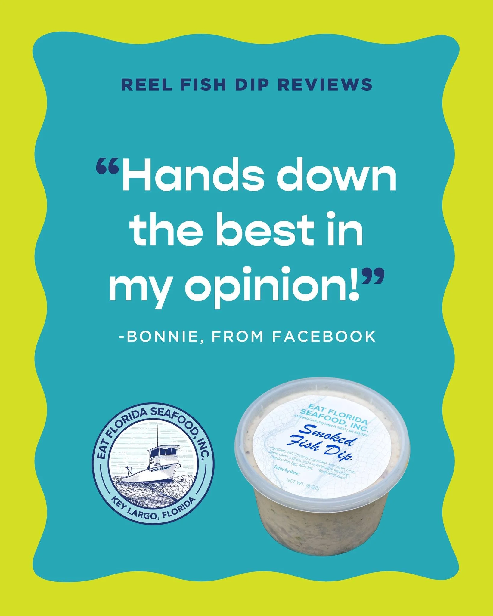 "Hands down the best in my opinion!" Thank you, Bonnie!

Our Smoked Fish Dip is made with fresh fish and smoked over local buttonwood right here in Key Largo. If it's your favorite too, we'd love your nomination for Best Smoked Fish Dip in 