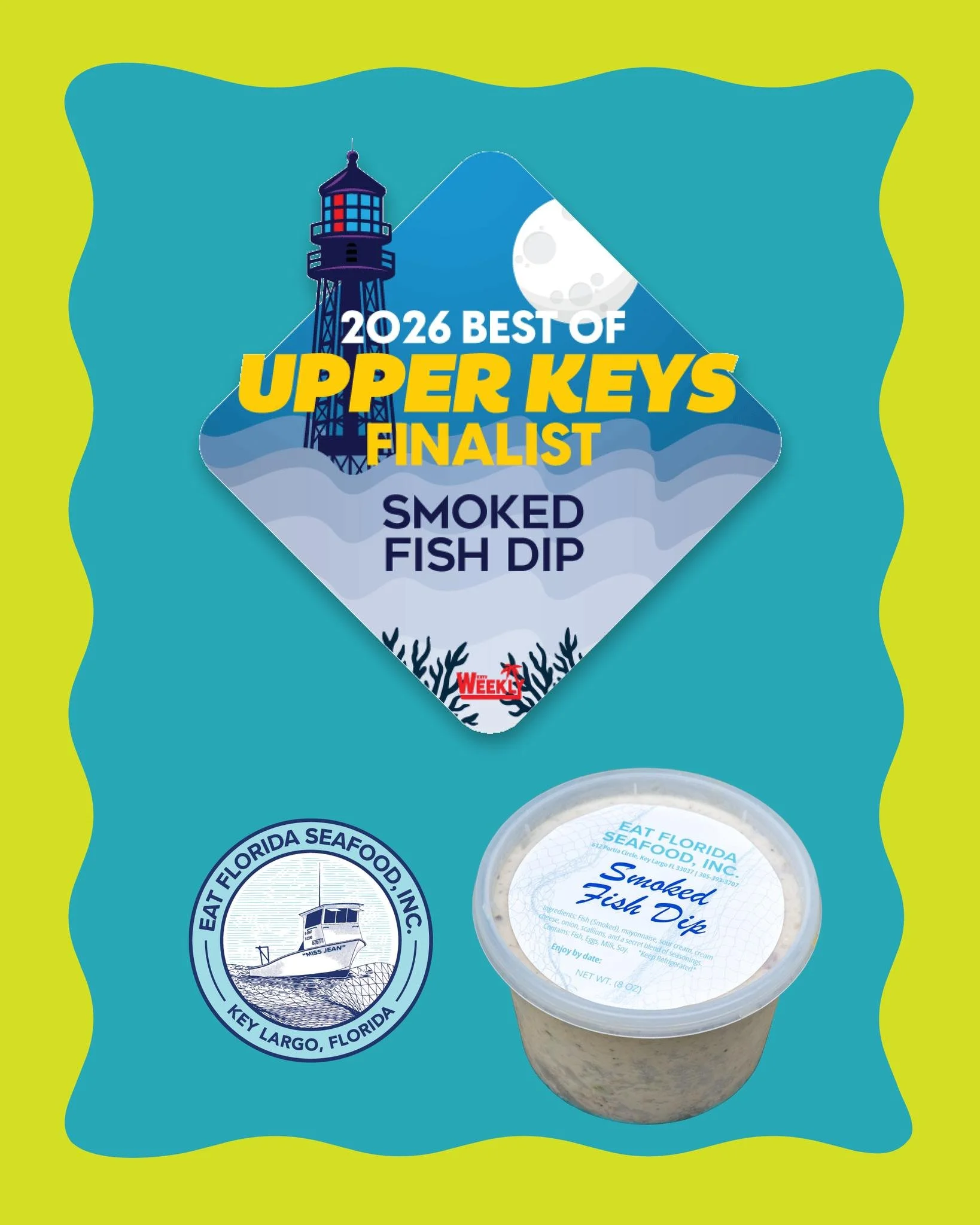 WE&rsquo;RE A FINALIST! 🎉🐟

Eat Florida Seafood has been named a 2026 Best of Upper Keys Finalist for Best Smoked Fish Dip!

As a 100% family-owned local shop, we&rsquo;re so grateful to everyone who nominated us.

Help us bring home the win. Vote 