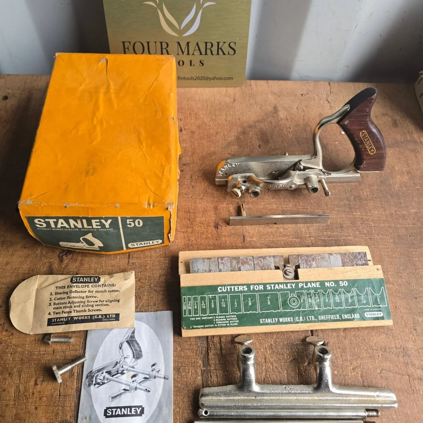 Stanley No 50 Combination Plane. Boxed and complete, hardly used. In &quot;as found&quot; condition. Some light corrosion on the irons but this will easily clean up. Excellent condition &pound;95 inc UK postage