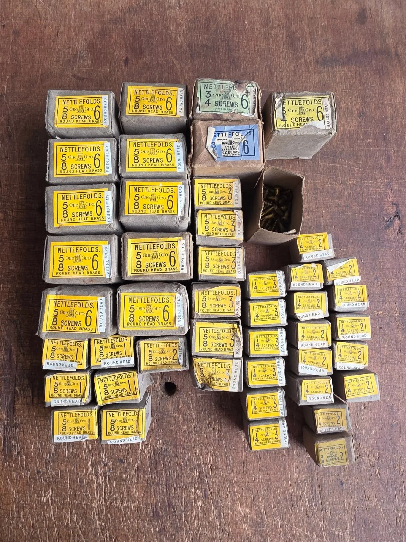 Nettlefolds Brass Round Head Screws. Found in a garage 100m down the road. Mostly new and sealed. Listed and sold in a couple of hours for &pound;100 + postage.
Bargain