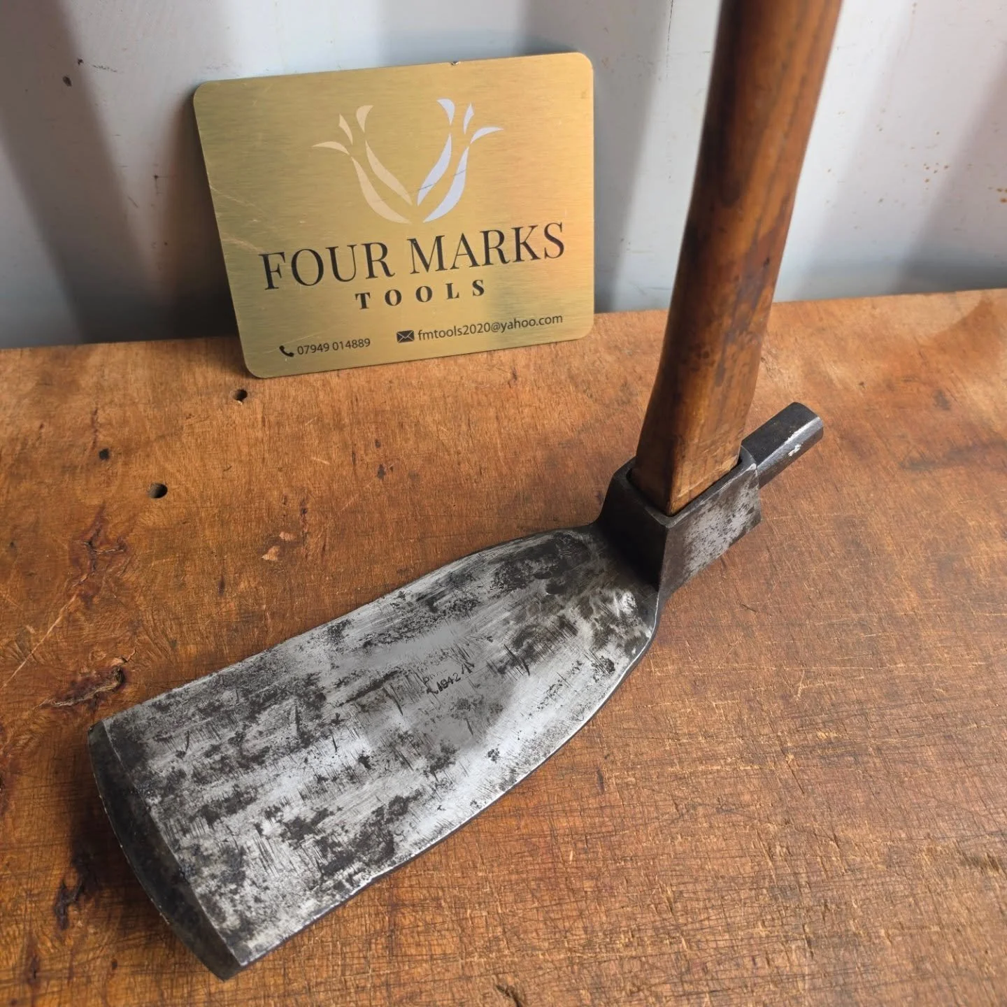 Brades Shipwrights Adze. WW2 date stamped 1942 with crows foot/broad arrow stamp. Unrestored, sharp and ready to use. Purchased from the estate of a shipwright who worked in the dockyards in Portsmouth. This has been carefully stored wrapped in a rag