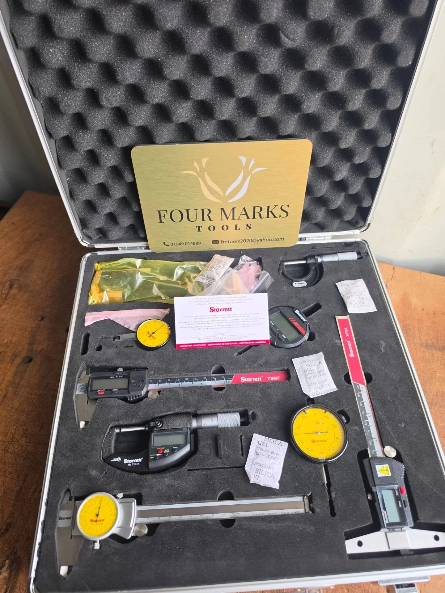 Starrett measuring set - new! 
DTI, Vernier, depth vernier, micrometer, DTI stand. All boxed and complete in a protective case. &pound;275 inc UK delivery