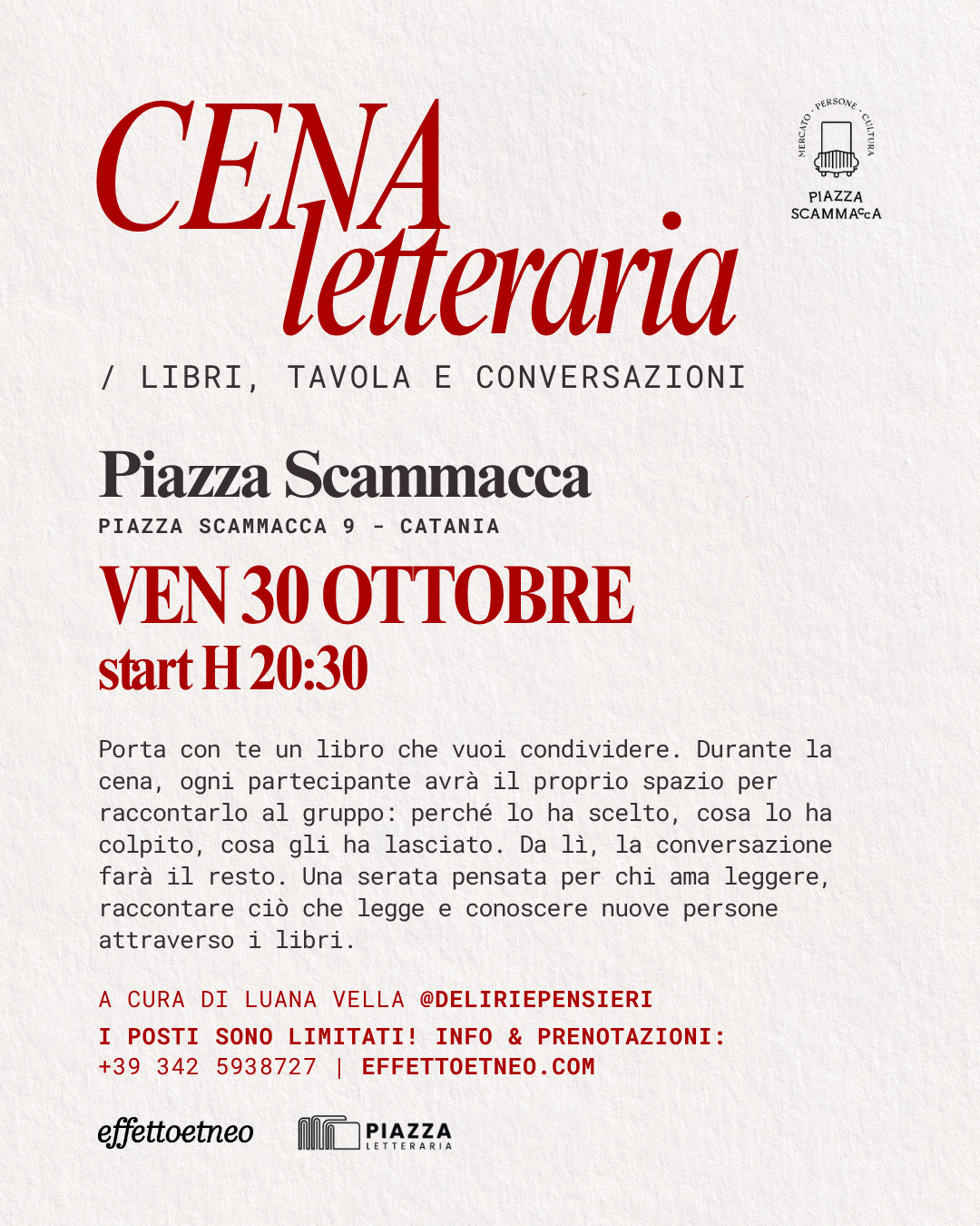 CENA LETTERARIA - 30/10