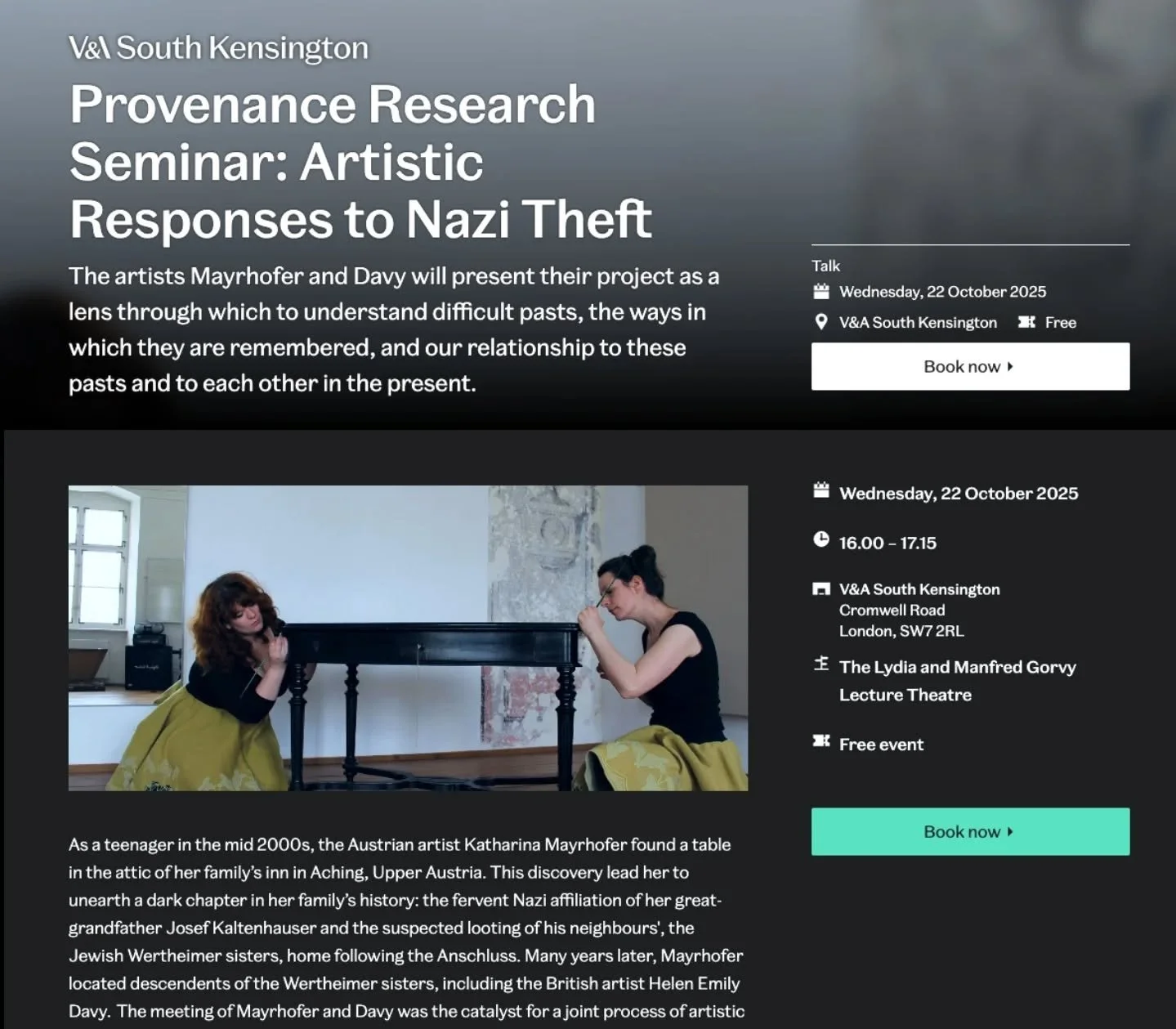 Very honoured that @katharina.mayrhofer and I have been asked to present our work and the research behind Looted as a Provenance Research talk at the @vamuseum South Kensington next month. 

The event is on the 22nd October at 4pm in the main lecture