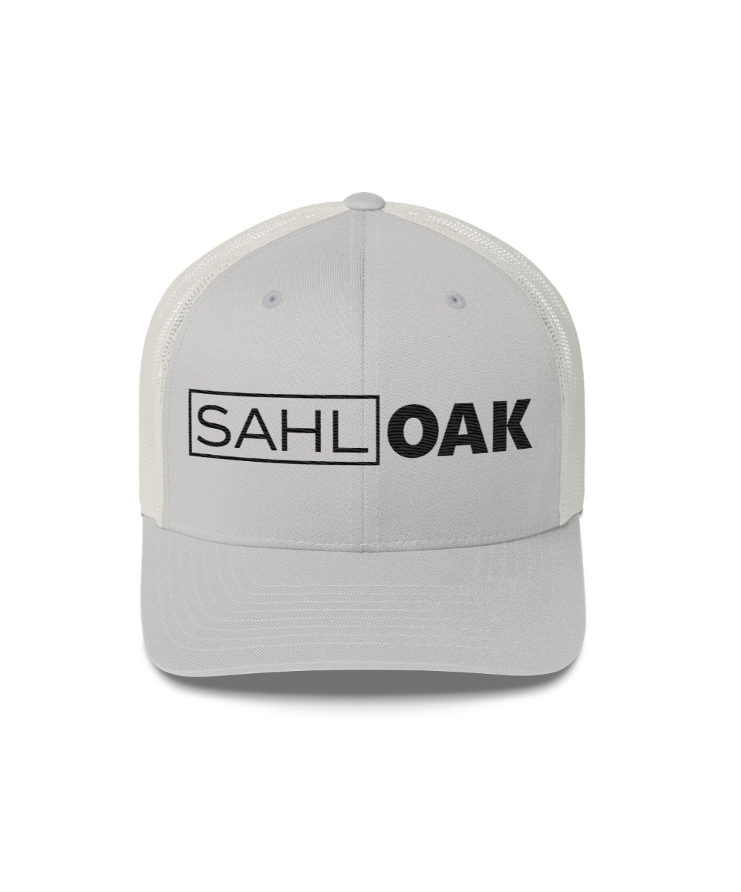 Trucker Hat Silver - Black Logo.png