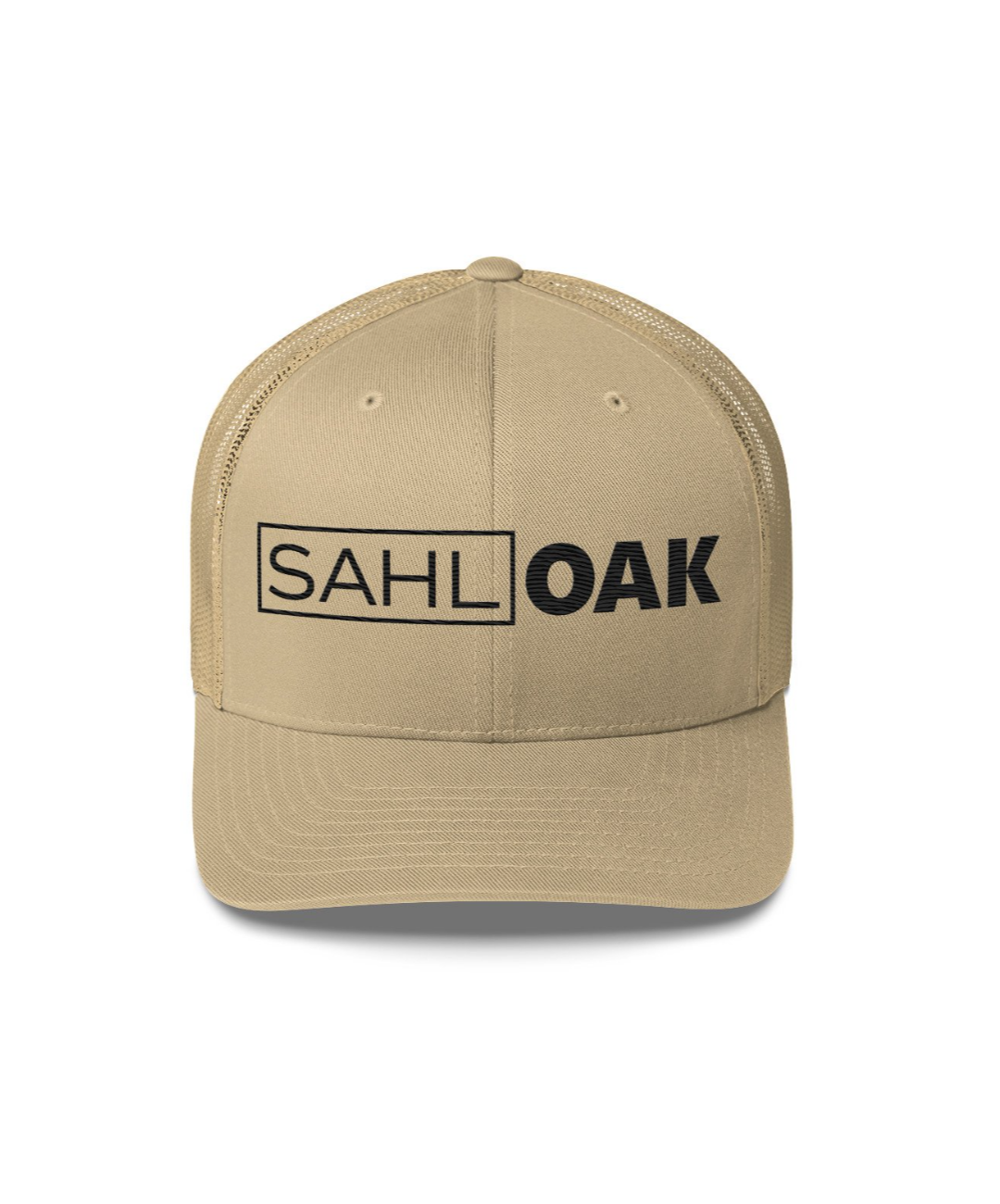 Trucker Hat Khaki - Black Logo.png