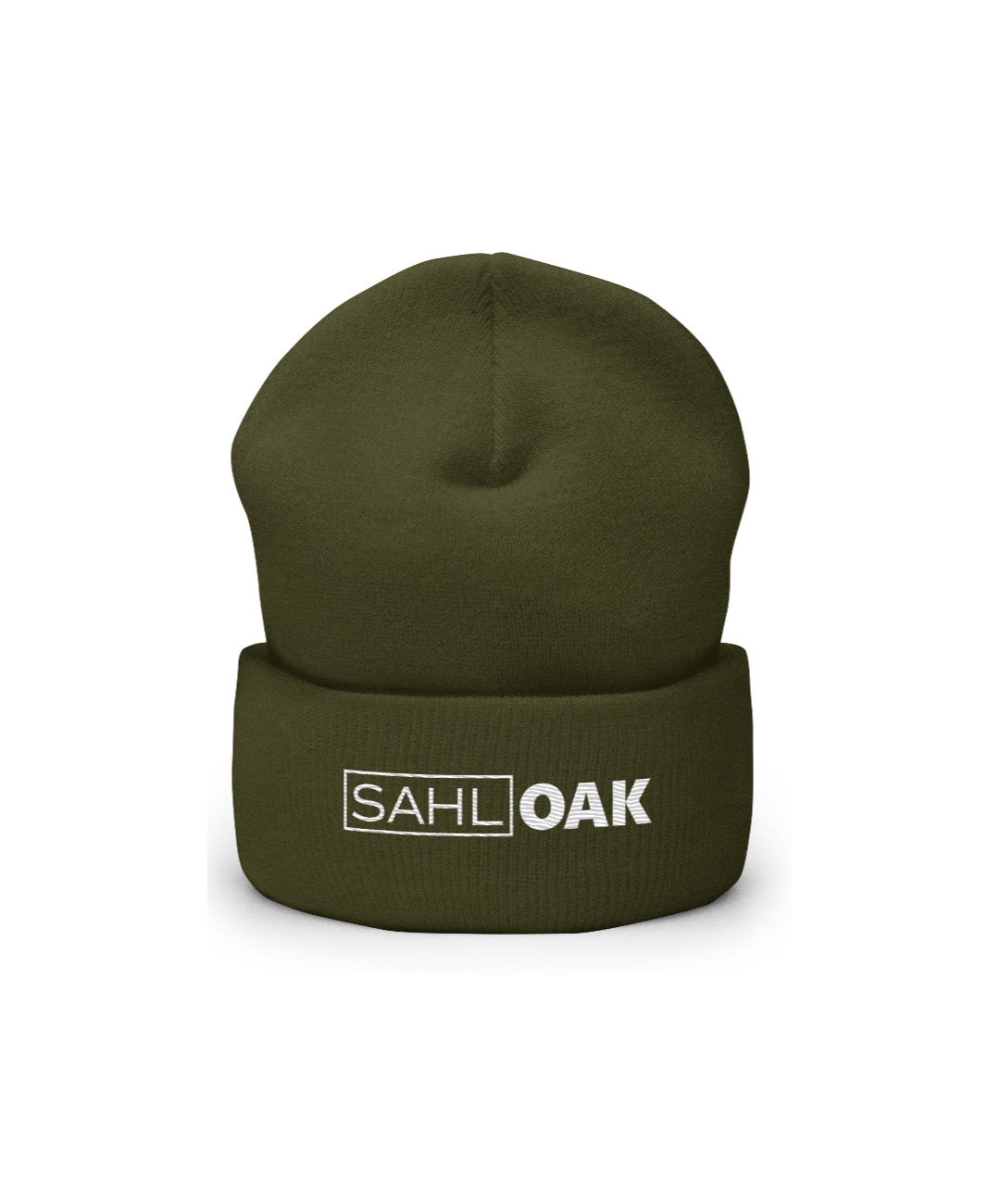 Beanie-Cuffed-Olive With White Logo.png