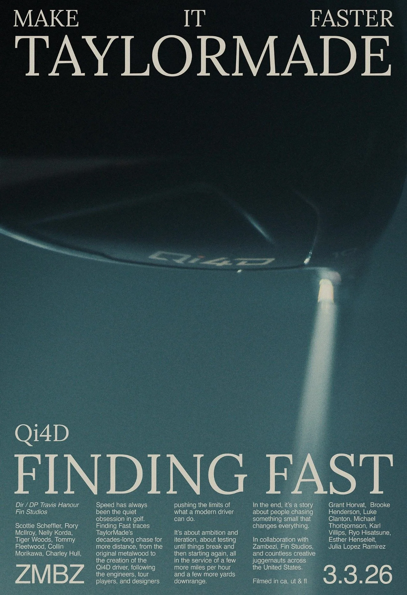 Executive Produced the story for a long and short form, brand defining piece for Taylormade's Qi4D driver