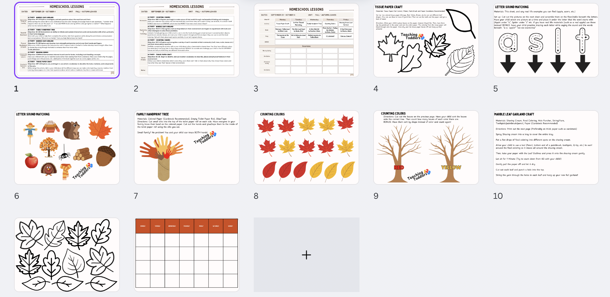 Autumn Leaves Activities - October Week 1
