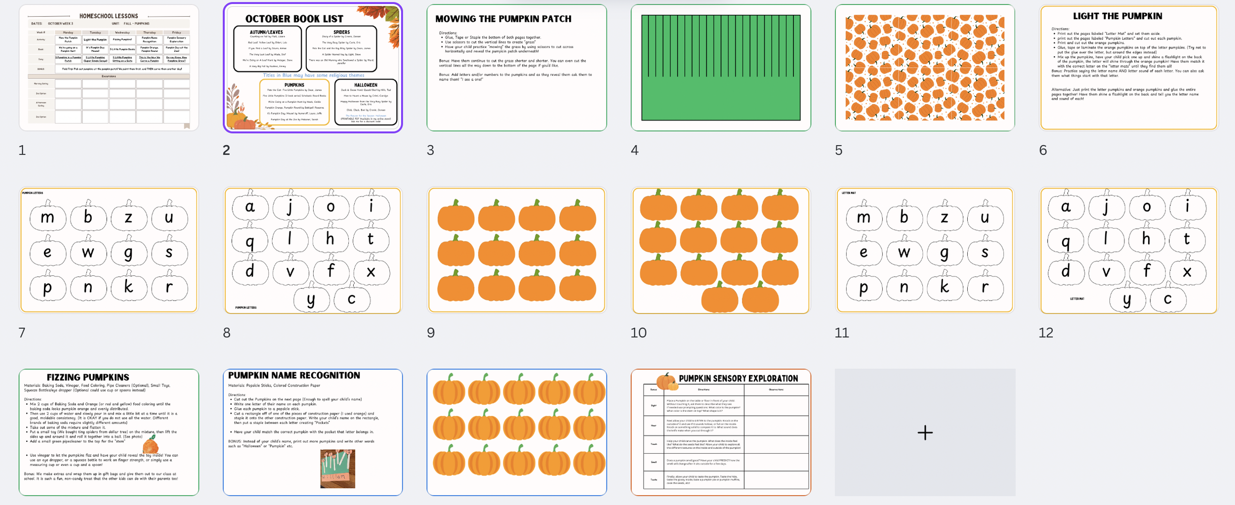 Pumpkin Activities - October Week 2