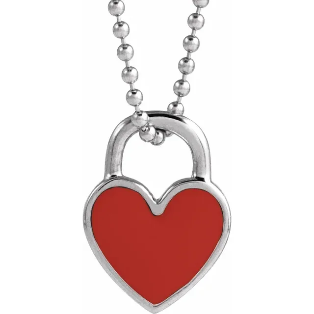 Sterling Silver Necklace With Red Heart