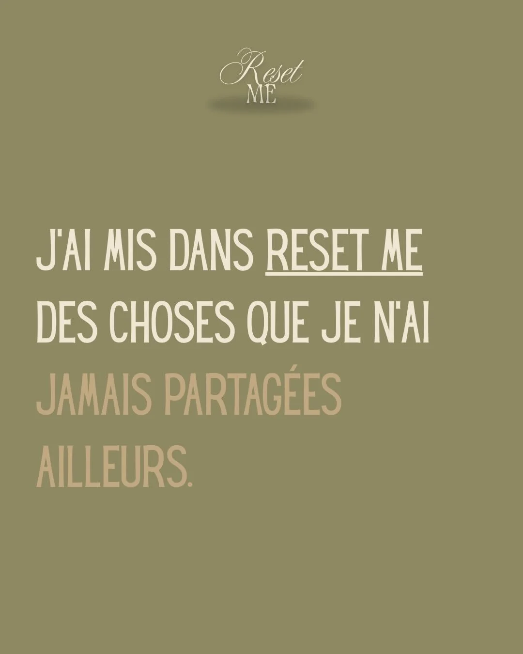J&rsquo;ai partag&eacute; dans Reset Me des r&eacute;flexions et des moments que je n&rsquo;ai jamais d&eacute;voil&eacute;s ailleurs. C&rsquo;est une fa&ccedil;on pour moi de te faire sentir un peu moins seule. ❤️

#secret #experience #depression #e