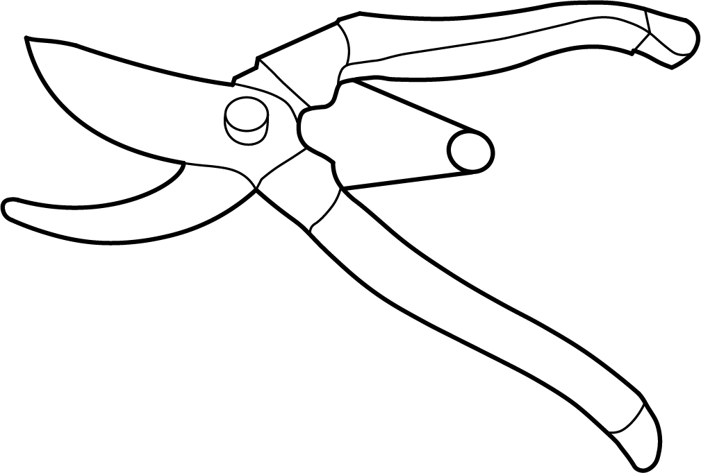 Black and white sketch of pruners.