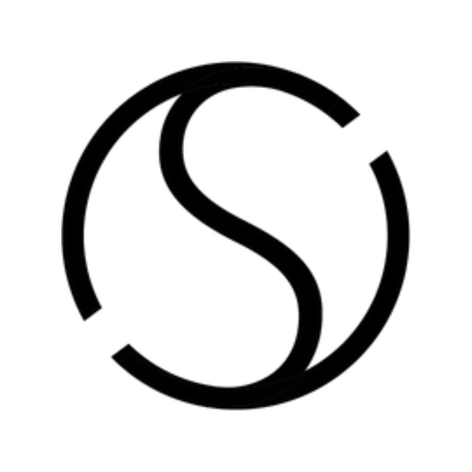 Sky Cycle: A sleek black circular emblem for Sky Cycle featuring a flowing "S" letterform that integrates seamlessly with the surrounding ring, creating a continuous dynamic shape that suggests motion, balance, and the fluid rhythm of cycling.