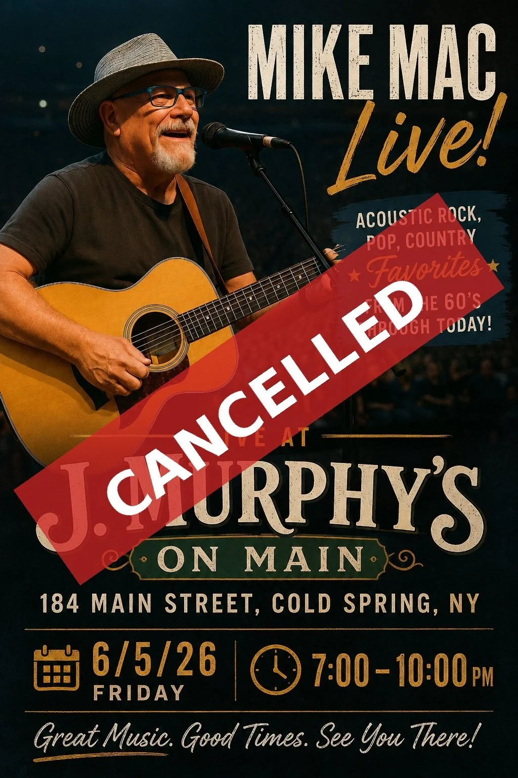 Mike Mac Live at J Murphy's on Main - CANCELLED