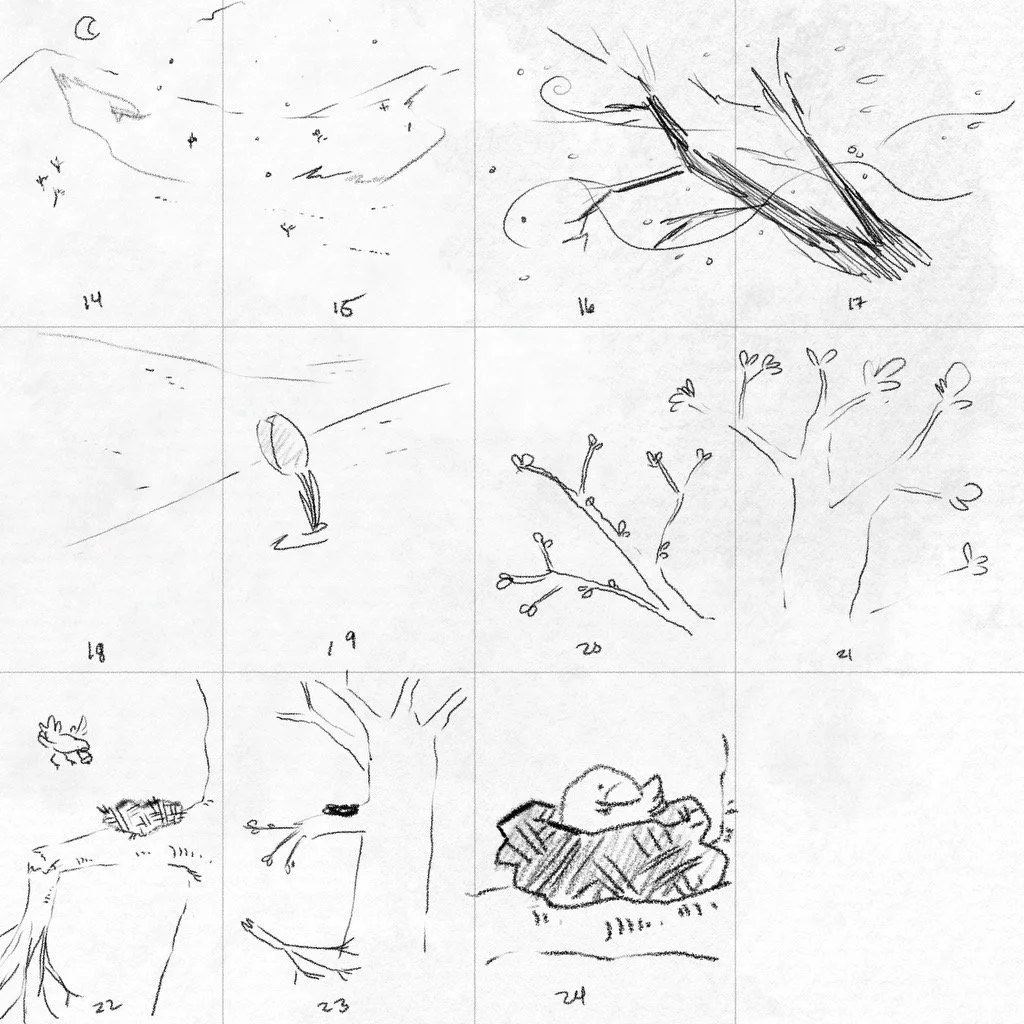 Second sketches and page layout for I Have to Go Away