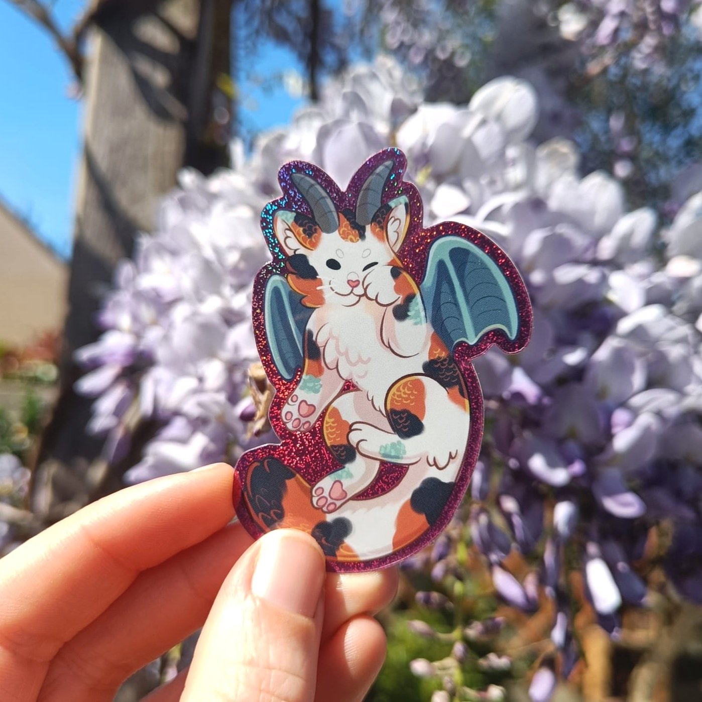 Calico dragon cat vinyl sticker 🐉