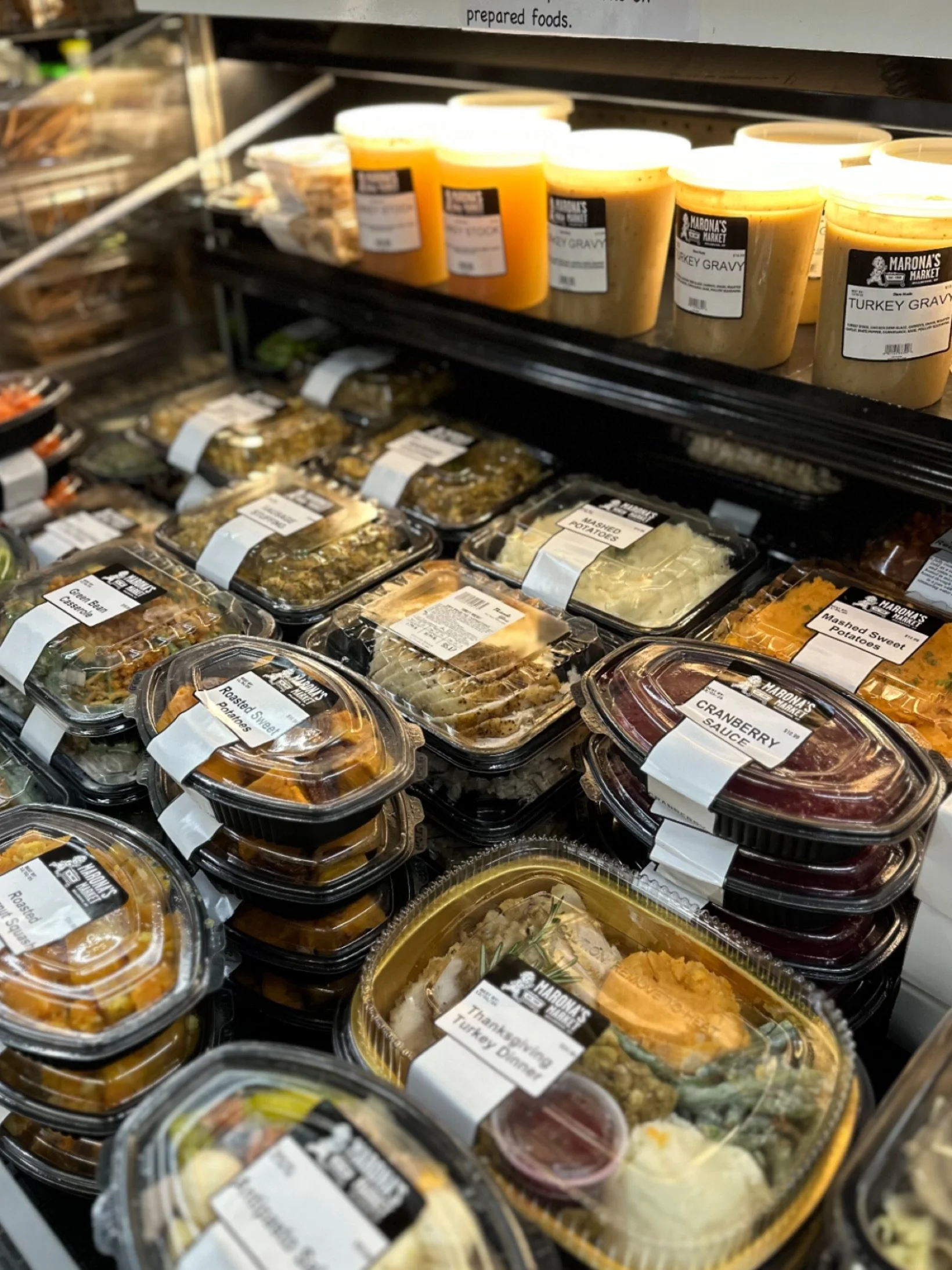 Yummy Thanksgiving dinner options can be found in the prepared food cooler across from the meat counter 🦃🍽️
And yes, we are open tomorrow from 8 &mdash; 2PM🕺

#maronasmarket 🛒 
#millbrookfooddestination
#millbrookdestination 
millbrooksmarket
mil