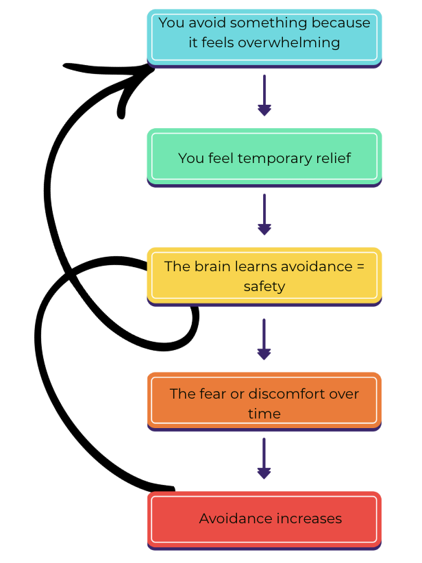 Supportive therapy for trauma, emotional overwhelm, and avoidance behaviors.