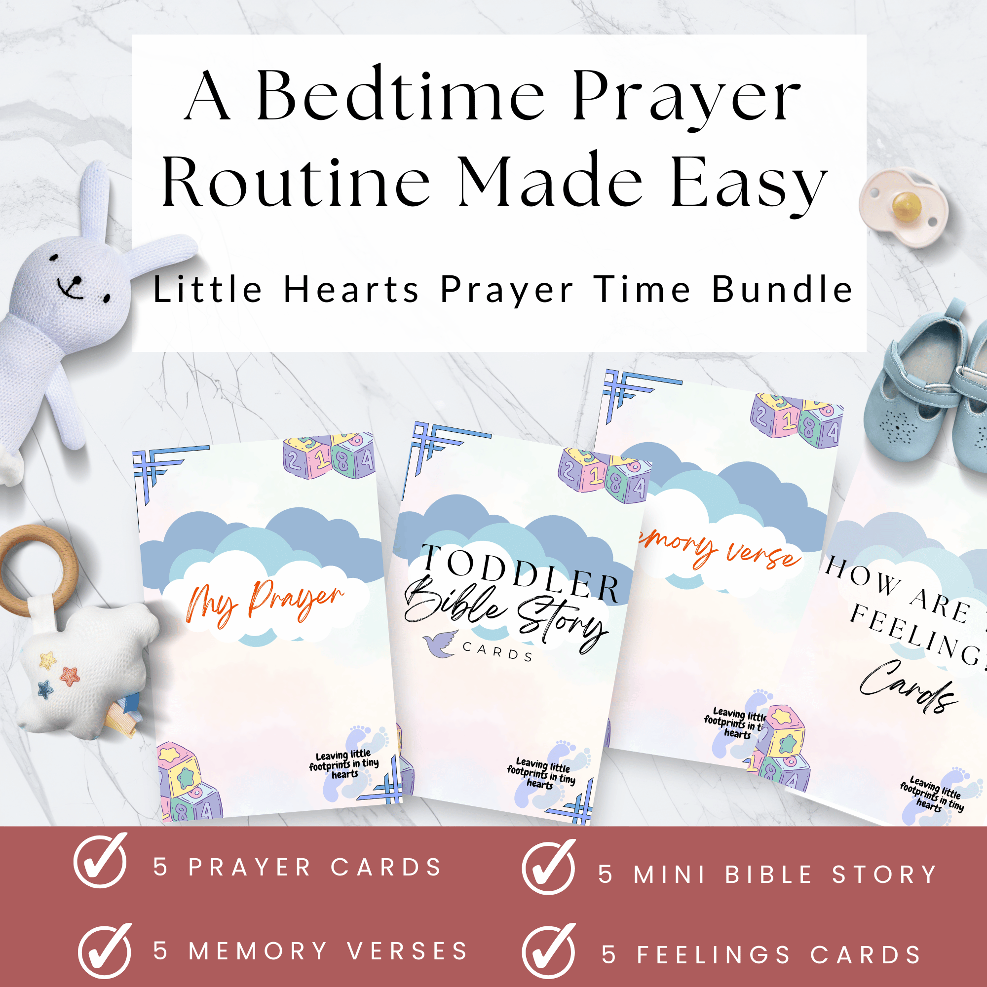 Little Hearts Prayer Time Bundle | Printable Toddler & Preschool Prayer, Bible Verse, Mini Story & Feelings Cards | Bedtime Prayer Routine for Kids