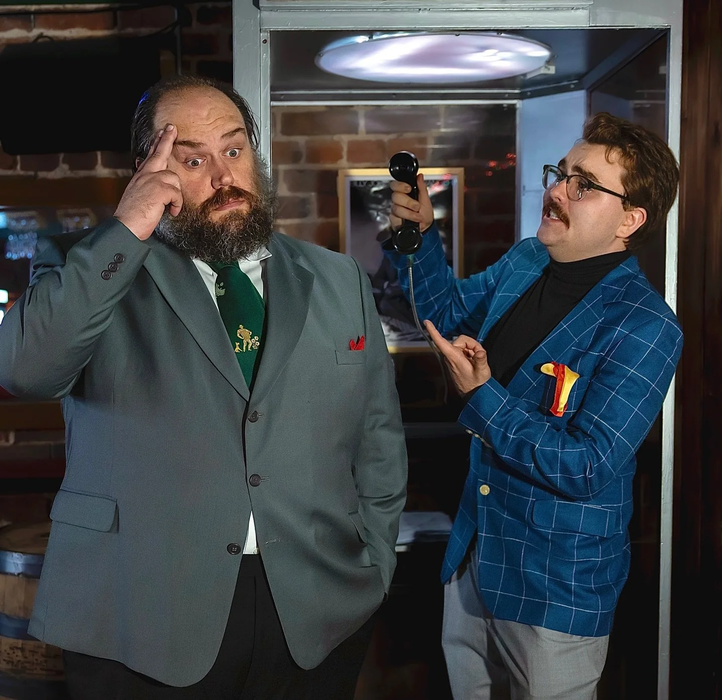 When the phone rings at the WORST possible time&hellip; ☎️😬

Franz (played by Carson Sikorski) takes the call, and Hertz (played by Anthony Lawson) officially loses all patience in Rock of Ages &mdash; the loud, hilarious &lsquo;80s rock musical cra