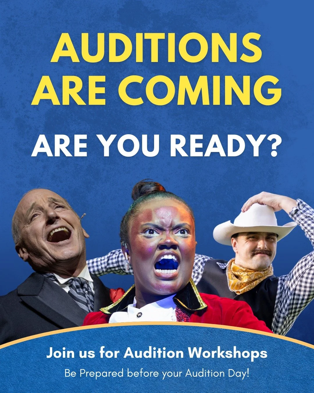 Auditions are coming&hellip; are you ready? 🎭 ‼️

Auditioning is a skill you rarely get to practice until it really counts. That&rsquo;s exactly what these Audition Workshops are for &mdash; giving performers of all experience levels a chance to pre