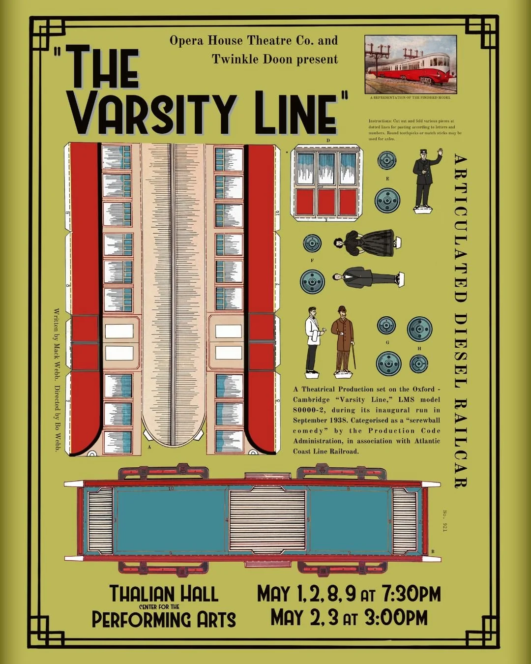 We are thrilled to present a new original work THE VARSITY LINE; written by Mack Webb and directed by Bo Webb. 🚂🎭

This one-act screwball comedy will be co-produced by Opera House Theatre Company (@operahouse.nc) and Twinkle Doon (@twinkledoon), ru