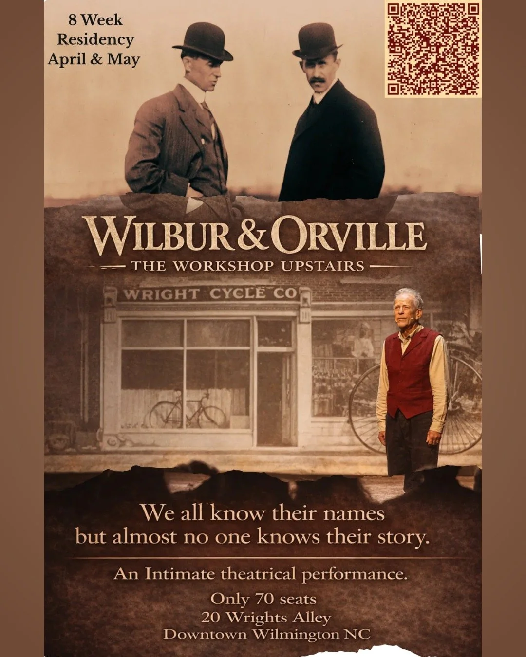 OHTC is proud to support our friend Bob Leddy in his exciting new theatrical project, Wilbur &amp; Orville: The Workshop Upstairs ✈️ This intimate one-person performance brings the story of the Wright brothers to life in a recreated bicycle shop sett