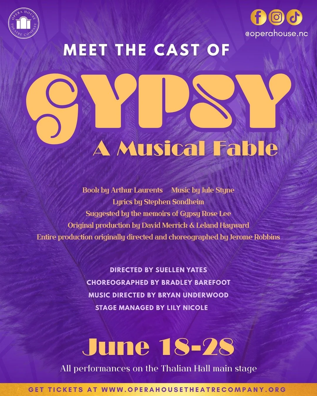 May We Entertain You? 💜🎭 We&rsquo;re thrilled to announce the full cast of GYPSY, joining the previously announced Tony-nominated NaTasha Yvette Williams as Mama Rose. 

🗓️ June 18-28, 2026
📍 Thalian Hall Main Stage
🎟️ Tickets at www.OperaHouseT